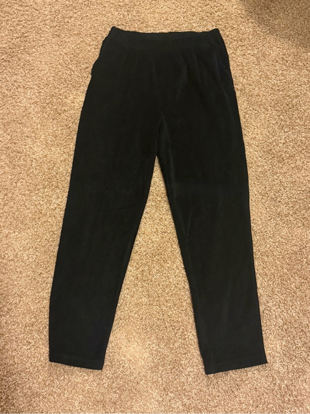 Lands End Black Corduroy Elastic Waist Pull-On Pants